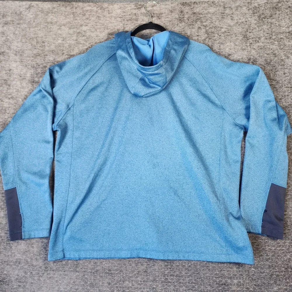 The North Face Hooded Fleece Jacket Men XXL Blue Good Heathered Thumbhole Zip